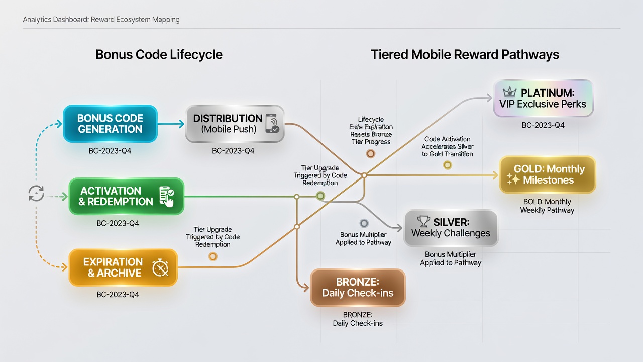 Visualisierung von Datenflüssen zwischen Bonuscode-Zyklen und VIP-Pfaden auf mobilen Geräten