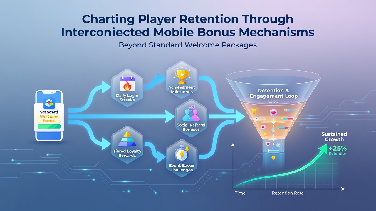Darstellung vernetzter Bonusmechanismen in mobilen Casino-Apps mit Fokus auf Spielerbindung